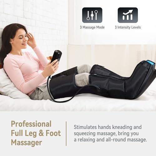 FIT KING Air Compression Leg and Foot Boots Massager for Circulation from Foot to Thigh to Relieve Pain, Swelling, Edema - Pressure Sensor & LCD Display & 3 Timer Optional - Image 3