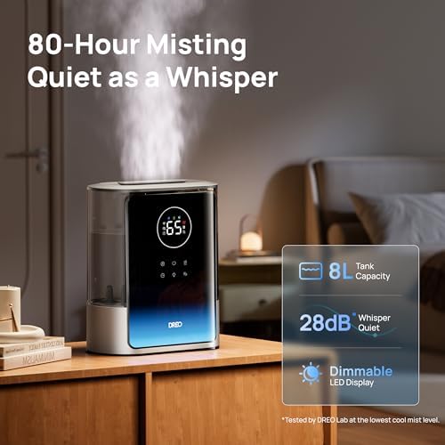 DREO 8L Smart Humidifier Large Room, 80H Runtime, Warm & Cool Mist, HM717S - Image 4