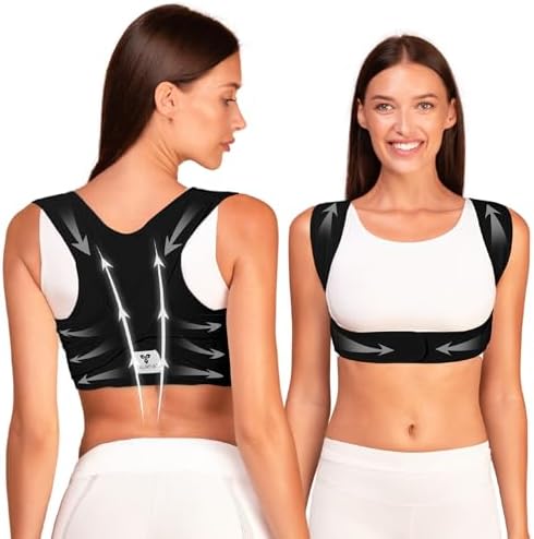 Back Brace Posture Corrector For Women|Adjustable and Breathable Posture Corrector For Men|Back Straightener Posture Corrector Providing Pain Relief from Neck, Shoulder and Upper Back (M/Black) by SLANA%7CPosturePainRelief