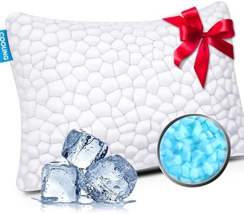 SUPA MODERN Cooling Pillow Standard Size 1 Pack, CertiPUR-US Shredded Memory Foam Pillows, Cool Bed Pillows for Hot Sleepers, Adjustable Firm Pillow for Side,Back,Stomach Sleepers, Better Sleep by SUPAMODERN