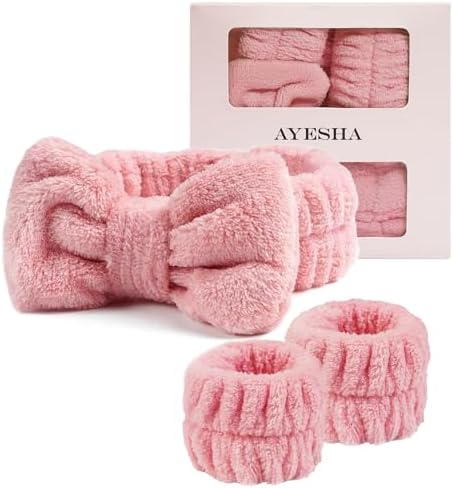 Ayesha Spa Headband and Wristband Set for Washing Face Skincare Makeup by AYESHA