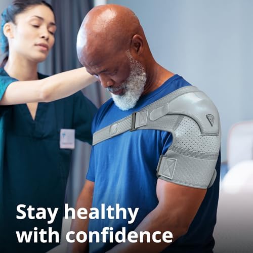 FIGHTECH Rotator Cuff Shoulder Brace for Men and Women - 2 Sizes - Shoulder Support - Pain Relief - Gray - Large - Fits Most Men - Bicep 12-17" - Image 6