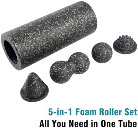 5-in-1 Foam Roller Set for Muscle Recovery – Includes Yoga Roller, Massage Ball, Peanut Ball, Cone, and Acupressure Disc – for Back, Legs, and Full Body Relief - Image 3