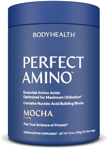BodyHealth PerfectAmino Powder - BCAA and EAA Powder for Pre and Post Workout - Amino Acid Energy Drink for Men and Women to Support Lean Muscle and Recovery - Mocha - 60 Servings by BodyHealth