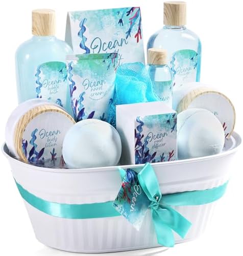 BODY & EARTH Ocean 11pc Spa Gift Baskets for Women Gifts for Her - Image 2