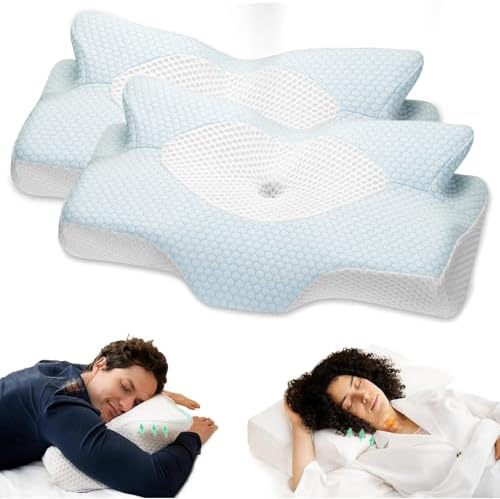 Elviros Cervical Memory Foam Pillow,2 PCS Pillow for Neck & Shoulder Pain by Elviros