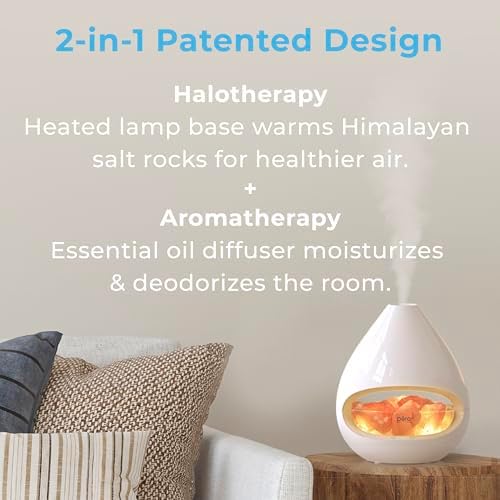 Pure Enrichment PureGlow Crystal - 2-in-1 Himalayan Salt Lamp & Ultrasonic Essential Oil Diffuser, Original Salt Therapy Lamp, 100% Pure Himalayan Salt, Ambient Glow, 160 mL 16-Hour Tank (White) - Image 2