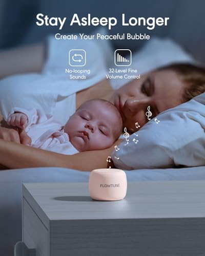 FLOWTUNE Sound Machine White Noise Machine for Baby Adults, 18 Non-looping Sounds, Timer, Memory Function, Portable Sleep Sound Therapy Gift (Sakura Pink) - Image 3