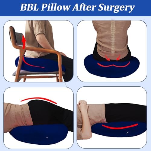 BBL Pillow After Surgery for Butt Sleeping, Brazilian Butt Lift Pillow Post Surgery Recovery for Sitting Sleeping Driving Donut Pillow for Woman Lumbar Back Cushion Seat Foam (Dark Blue) - Image 5