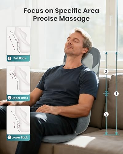 Snailax Shiatsu Back Massager with Heat,Full Back Massager for Pain Relief Deep Tissue,Longer Massage Chair Pad,Back Kneading Shiatsu or Rolling Massage for Chair - Image 3