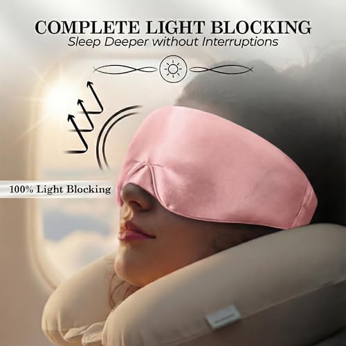 SLEEP SANCTUARY 100% Pure Mulberry Silk Sleep Mask - 22 Momme Light Blocking Hook & Loop Silk Eye Mask for Sleeping - Secure Fit for Side Sleepers, Women & Men - Cloud Soft (Pink) - Image 3