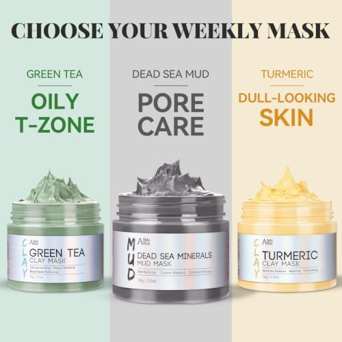ANAI RUI 3-Pcs Face Mask Set -Turmeric, Green Tea, Dead Sea 2.5 oz Each - Image 2