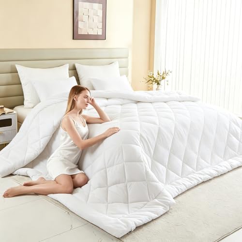 120x98 Oversized King Comforter,Super King Size Comforter Oversized, All Season Soft Lightweight Quilt Down Alternative Duvet Insert with 8 Corner Tabs(120x98, White) by MIOTO