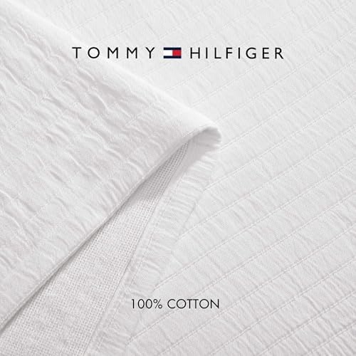 Tommy Hilfiger - King Cotton Blanket, Woven Channel Stitched Bedding, Medium Weight Soft Blanket, Anti-Pilling & Fade Resistant, Ideal for Layering, Oeko-TEX Certified (White) - Image 5