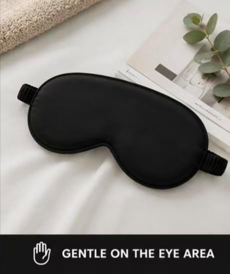Silk Sleep Mask for Women & Men, Soft Black Eye Mask for Sleeping, Light Blocking Comfortable Blindfold with Elastic Strap for Travel, Nap, Meditation & Night Sleep - Image 2