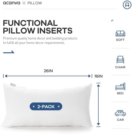 Acanva Premium Throw Pillow Inserts with Microfiber Filled, Lumbar Support Decorative Stuffer for Sofa Bed Couch & Chairs, 16x26, 2 Count, White - Image 3