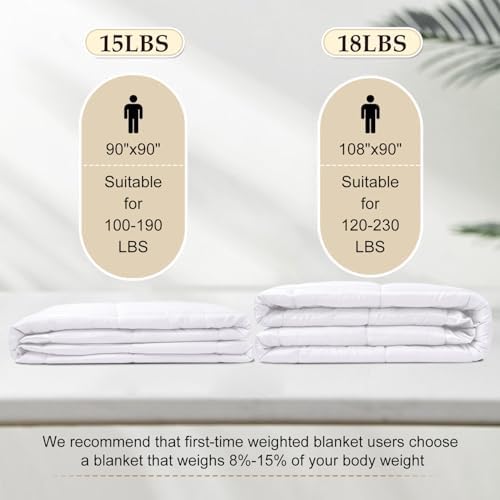 downluxe Weighted Blanket Queen Size, 15 lb Weighted Blanket with Glass Beads for All Season, Machine Washable Heavy Blanket (White, 90 X 90 Inch) - Image 5