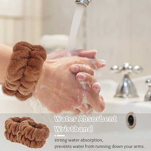 WHAVEL 6PCS Spa Headband and Wristbands Set, Face Wash Headband Wrist Bands for Washing Face Makeup Skincare Hair Band Skin Care Accessories Tools - Image 3