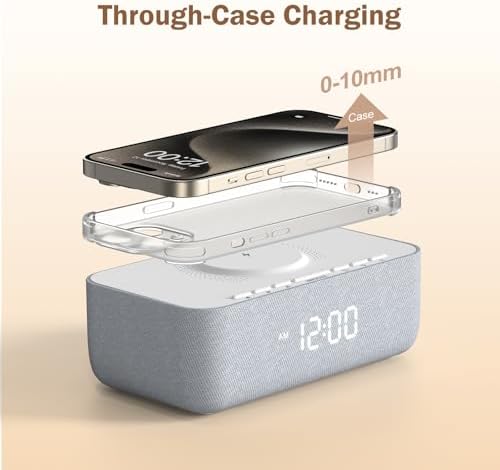 REACHER 15W Wireless Charging Alarm Clock with White Noise Machine - Image 3