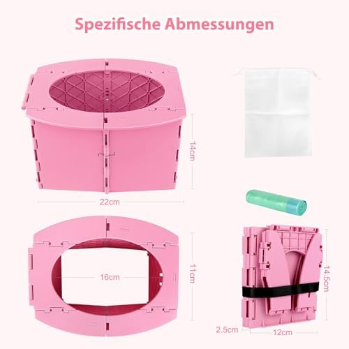 Travel Potty for Kids, Reusable Portable Folding Potty for Toddler, Foldable Toilet for Outdoor Camping, Toddler Potty Seat(Pink) - Image 6