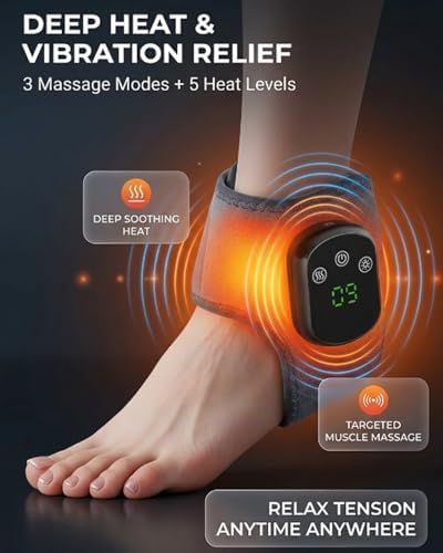 Foot Massager with 5 Heat Levels, Electric Heated Triple Vibration Feet & Ankle Massager for Pain Relief, Portable Heating Foot Massage for Mom & Dad, Valentine’s Day Gift 2026(Grey) - Image 2