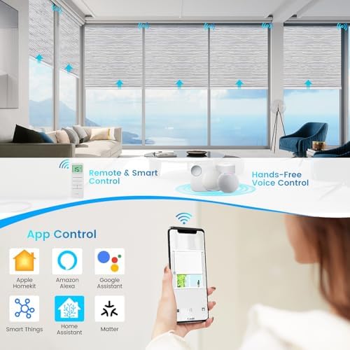 Motorized 100% Blackout Roller Shades – Custom Smart Blinds with Remote Control, Rechargeable Battery or Plug-in Motor, Tuya WiFi Optional, Home & Office Automatic Window Shades (Dove Gray/CH9426) - Image 2