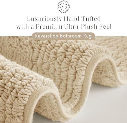 Madison Park Splendor Reversible 100% Cotton Bath Rug, 24 x 36, Natural - Image 2
