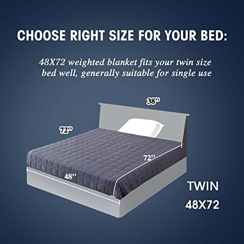 yescool Weighted Blanket for Adults (20 lbs, 48" x 72", Grey) Cooling Heavy Blanket for Sleeping Perfect for 140-160 lbs, Twin Size Breathable Blanket with Premium Glass Bead, Machine Washable - Image 3