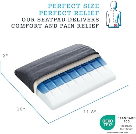 Technogel Lumbar Support Cushion for Car & Office Chair – Orthopedic Cooling Gel Back Support Pillow for Sciatica & Lower Back Pain Relief – Ergonomic Lumbar Pillow for Travel & Long Sitting Hours - Image 2