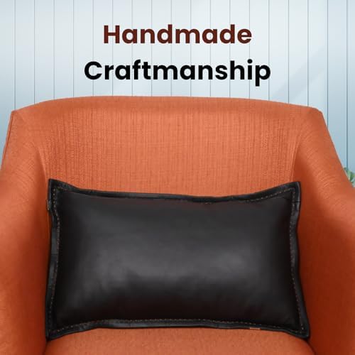 LL LEATHER LOVERS Genuine Lambskin Leather Pillow Cover, 14x22 Inch Case for Lumbar Throw Couch Pillows, Thick & Soft Cushion Covers for Sofa Bed Home Decor (Black & Tan Box Pack of 1) - Image 3
