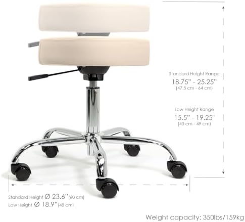 EARTHLITE Pneumatic Massage Salon Drafting Stool - No Leaking (vs. Hydraulic), Adjustable, Rolling, CFC-Free / Medical Spa Facial Chair - Image 2