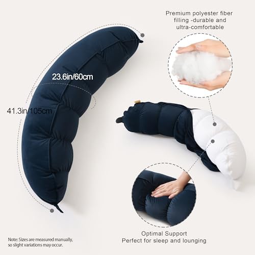 Peallow(Pat. Pend) – Long Round Body Pillow for Adults, Bolster Pillow for Sleeping, Soft and Supportive Pillow for Sleeping & Lumbar Support (Teal Blue, 29.5") - Image 3