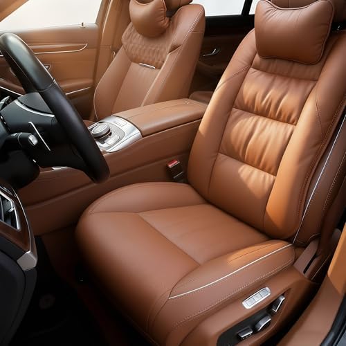 CORRIDOR Genuine Leather Seat Cushion for Car - Handmade - Relieve Hip, Pressure and Sciatica Pain - Ideal for Lower Back Pain - for Office Chair and Car Seat (Red Flag Brown, Backrest) by CORRIDOR