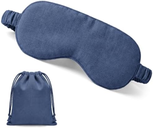 1 Set Pure Linen Sleep Mask Organic Cotton Eye Cover Gift,Blue by Funnysoft