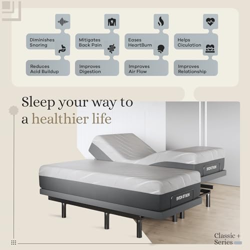 Sven & Son Harmony Adjustable Bed Base, Head and Foot Lift, Massage, Under-Bed Lights, USB, Gel Memory, Zero Gravity Smart Frame - Split King + 10 inch Memory Foam Matt (Firm) - Image 3
