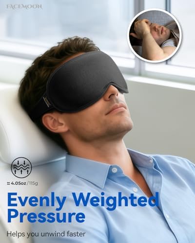 FACEMOON Blackout Weighted Eye Mask, 3D Sleep Mask for Men, Travel Gadgets - Image 2