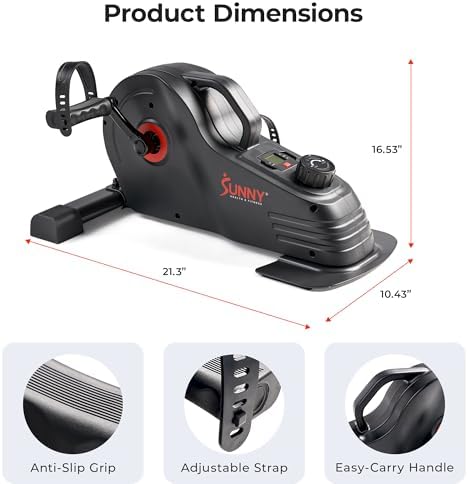 Sunny Health & Fitness 2-in-1 Smart Magnetic Pedal Exerciser, Compact Indoor Under-Desk Mini Exercise Bike for Full Body Cardio Workout and Physical Therapy, Free SunnyFit Training App Connection - Image 6