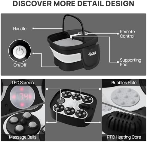 Collapsible Foot Spa Electric Rotary Massage with Heat, Bubble, Remote - Image 5