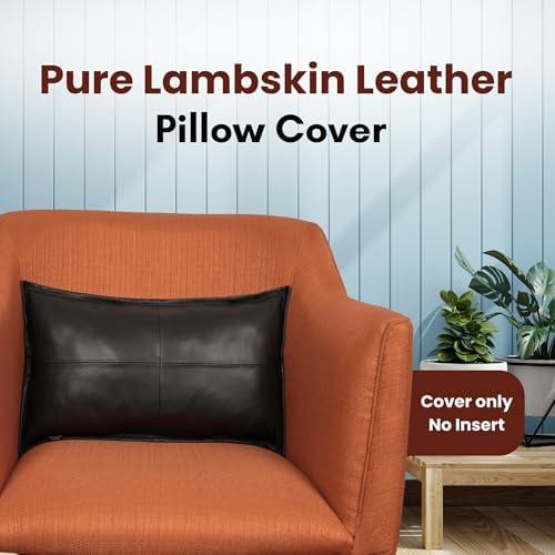 LL LEATHER LOVERS 100% Lambskin Leather Pillow Cover - Sofa Cushion Case - Decorative Throw Covers for Living Room & Bedroom, Black Box Pack of 1-10X18 Inch - Image 3