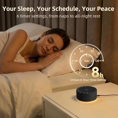 Kipcush White Noise Machine for Baby & Adults, 30 Soothing Sounds, Soft Non-Glare Nursery Lamp, 8 Color Night Lights, Memory Function (Angel V2 Black, Standard) - Image 3