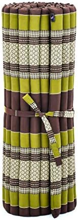 Leewadee - Kapok Roll Mat – Handcrafted Folding Sleep & Relaxation Mattress from Thailand, Ideal as Guest Bed, Camping Mat, Yoga Mat or Traditional Futon, 75 x 39 inches, Brown Green - Image 4