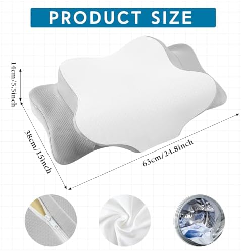HunnmingRe Pillow Case for Cervical Neck, White,Gray, Queen Size - Image 2