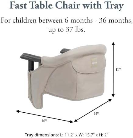 Inglesina Fast Table Chair - Cream + Fast Dining Tray - Portable Baby High Chair - for Babies & Toddlers up to 37 lbs - Fits Tables 0.8'' to 3.5'' Thick - Compact & Easy to Use - Travel Bag Included - Image 3