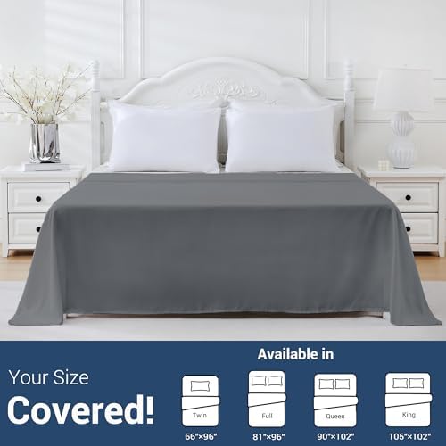 Queen Flat Sheet Only, 1 Pack Top Bed Sheets, Soft Breathable Brushed Microfiber Color-Coded Label Threads, (90"x102",Dark Gray) - Image 5