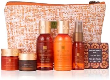 SPA CEYLON Sensual Sandalwood Home Spa Set | Body Care Set & Mini Travel Bag | Organic Self-Care Set | Vegan | Ayurveda Gifting by SPACEYLON