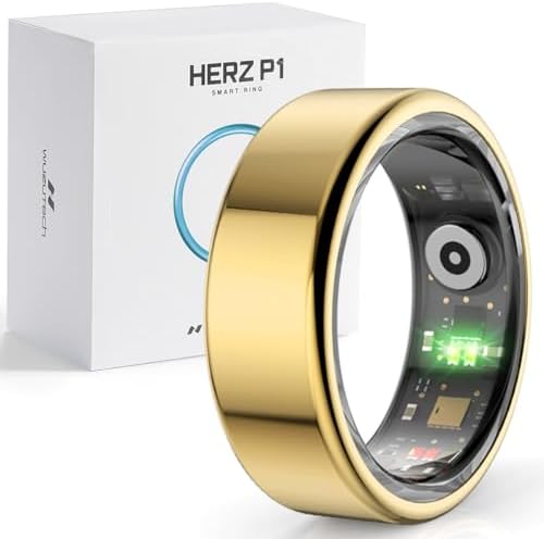 Herz P1 Smart Ring for Women & Men - (Size 12) 24/7 Health Metrics Fitness Ring, Tracks 20+ Biometrics, 6 Day Battery Life, Waterproof Stainless Steel, Free APP for iOS Android, No Subscription by WuzuTech