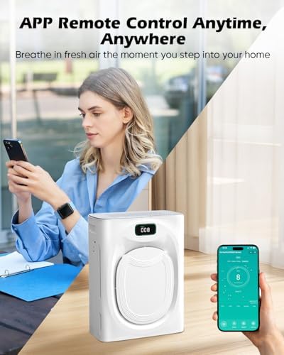 JVO Air Purifier for Pets Home - Covers 2400sq.ft Large Room, with Washable Filter & PM2.5 Display, Air Cleaner for Bedroom, Dorm, Office, Captures Pet Dander/Hair - Image 5