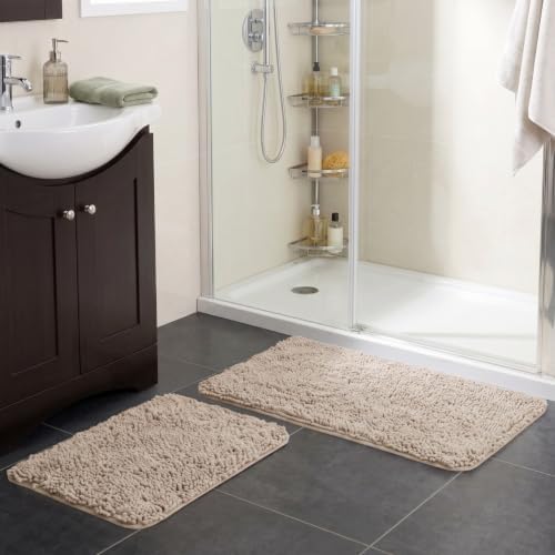 Home Windsor 2 Piece Memory Foam Shag Bath Mat - Ivory - Image 7