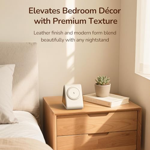 Housbay Sound Machine with Magnetic Wireless Charger for iPhone, 2-in-1 Design for Clutter-Free Nightstand, Dual-Speaker Stereo Sound for Sleeping - Cream - Image 7