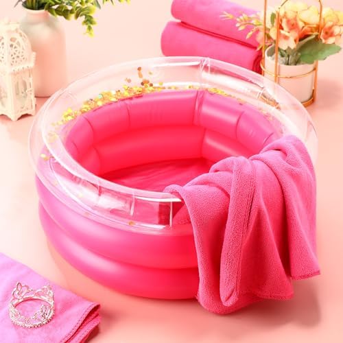 Fanfanwin 12 Pcs Inflatable Foot Spa Kit for Girls with Towels, Rose Red - Image 5